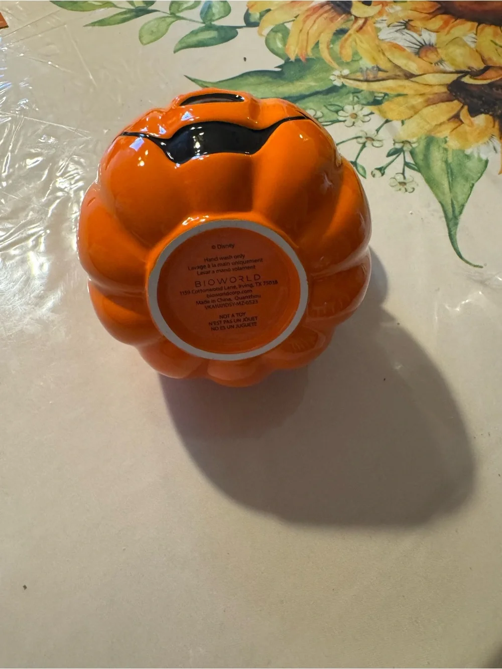 Disney Orange Pumpkin Mickey Ceramic Candy Jar